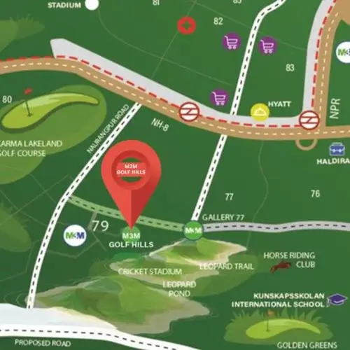 m3m Golf Hills location
